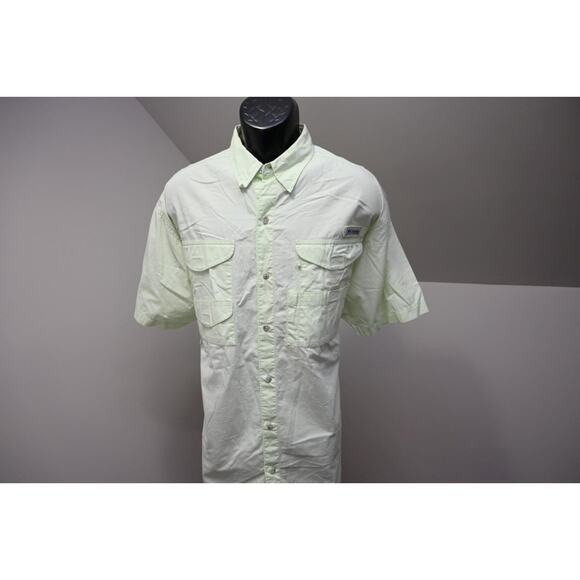 Columbia PFG Vented Fishing Shirt Light Green Performance Camp Shirt Mens Large - Picture 2 of 13